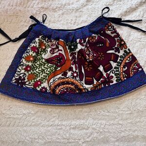 Handmade Embroidered Boho Mini Skirt | Folk Art Elephant | One of a Kind festiva